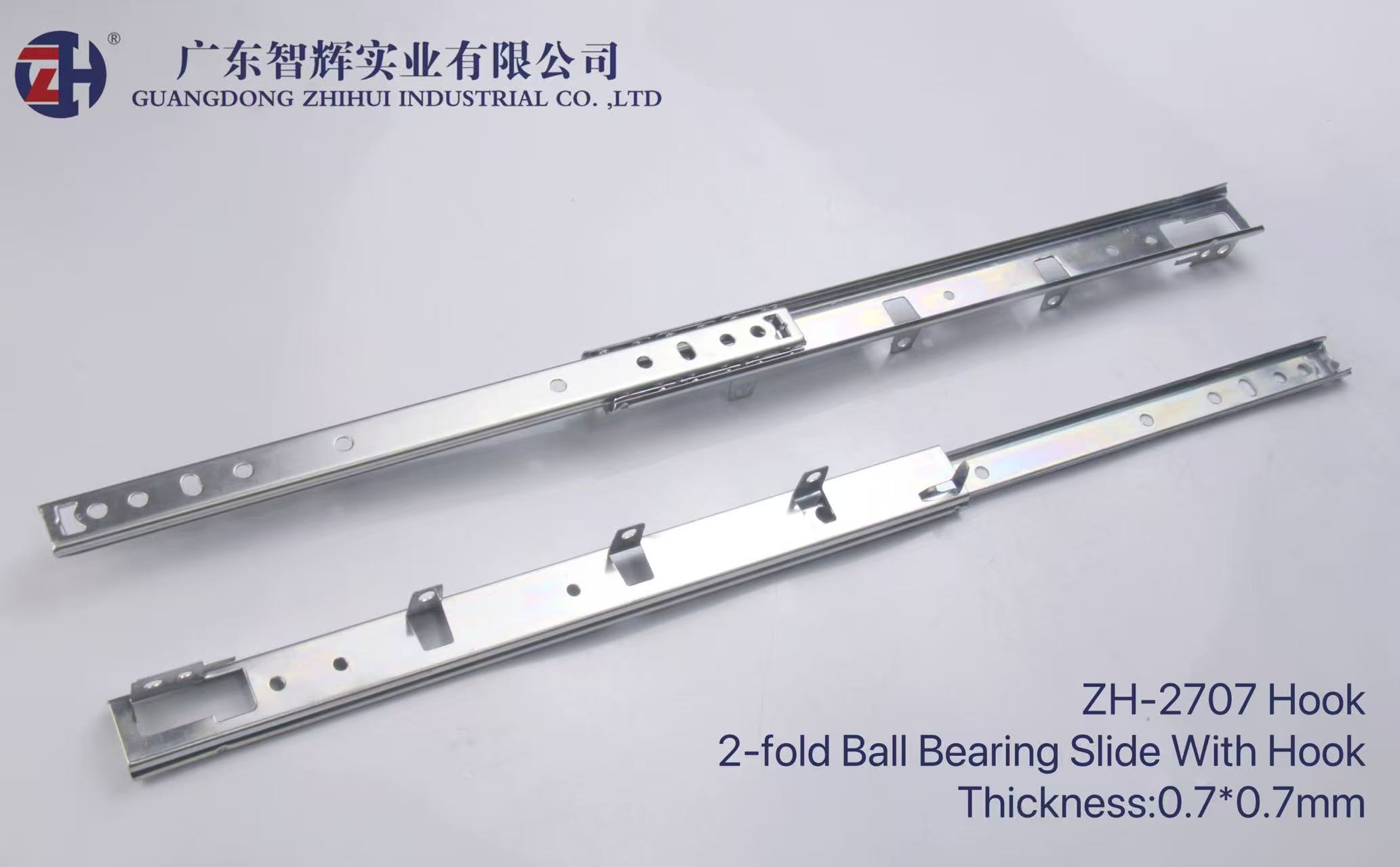 서랍 슬라이드 ZH-2707# 2단 볼 베어링 슬라이드 (후크 포함)